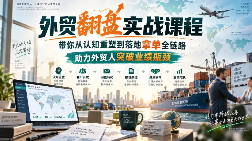 外贸翻盘实战课程,带你从认知重塑到落地拿单全链路,助力外贸人突破业绩瓶颈
