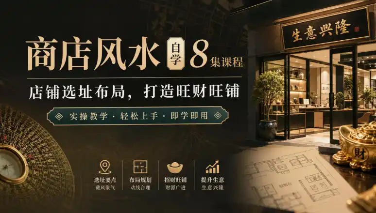 商店风水自学8集课程｜店铺选址布局，打造旺财旺铺实操教学