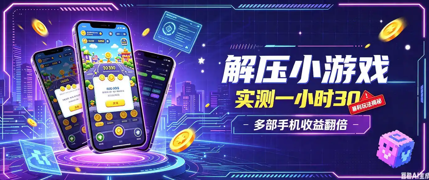小游戏全流程玩法,实测一小时搞30,简单无脑解压,当天做当天就能看到进账,直接冲就行【揭秘】