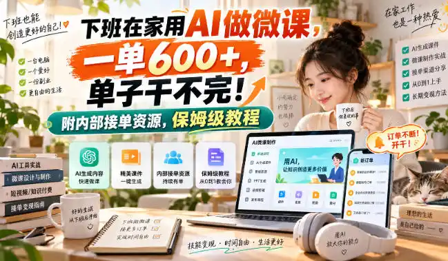 下班在家用AI做微课,一单600 ,单子干不完!附内部接单资源,保姆级教程【揭秘】