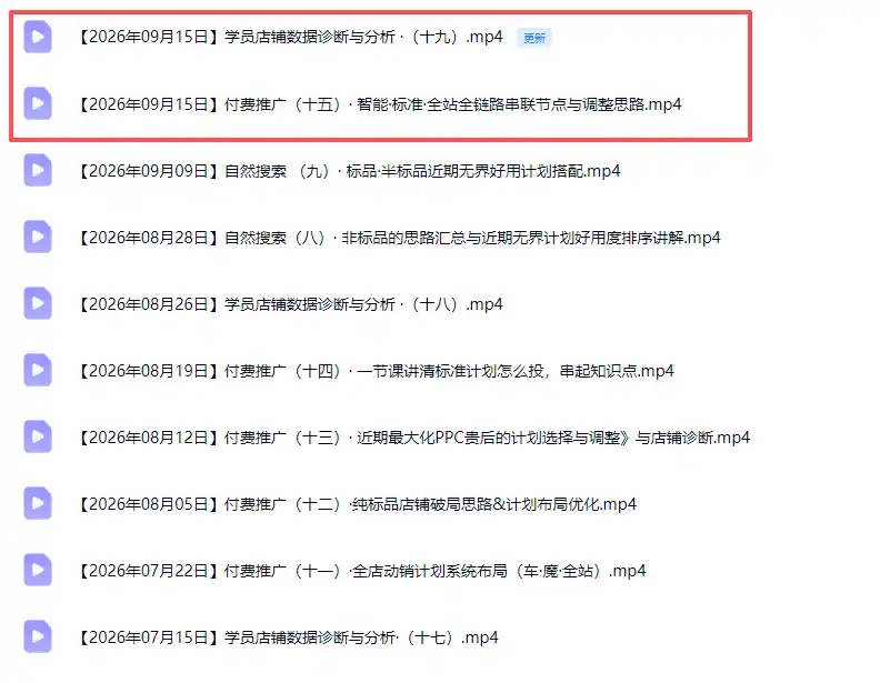 2026淘宝电商终局之战VIP课-更新0920：自然搜索 直通车 无界 精准人群，系统掌握测款动销与全店推广布局方法