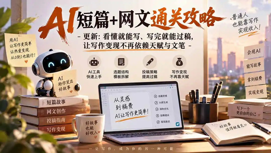 AI短篇 网文通关攻略-更新0921:看懂就能写、写完就能过稿,让写作变现不再依赖天赋与文笔