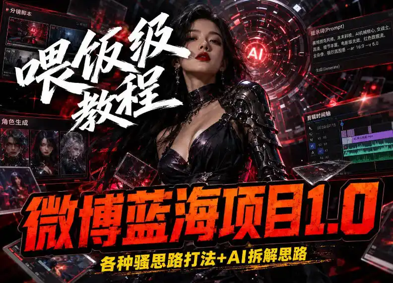 微博蓝海项目，各种Sao思路打法 AI引流思路，喂饭级教程