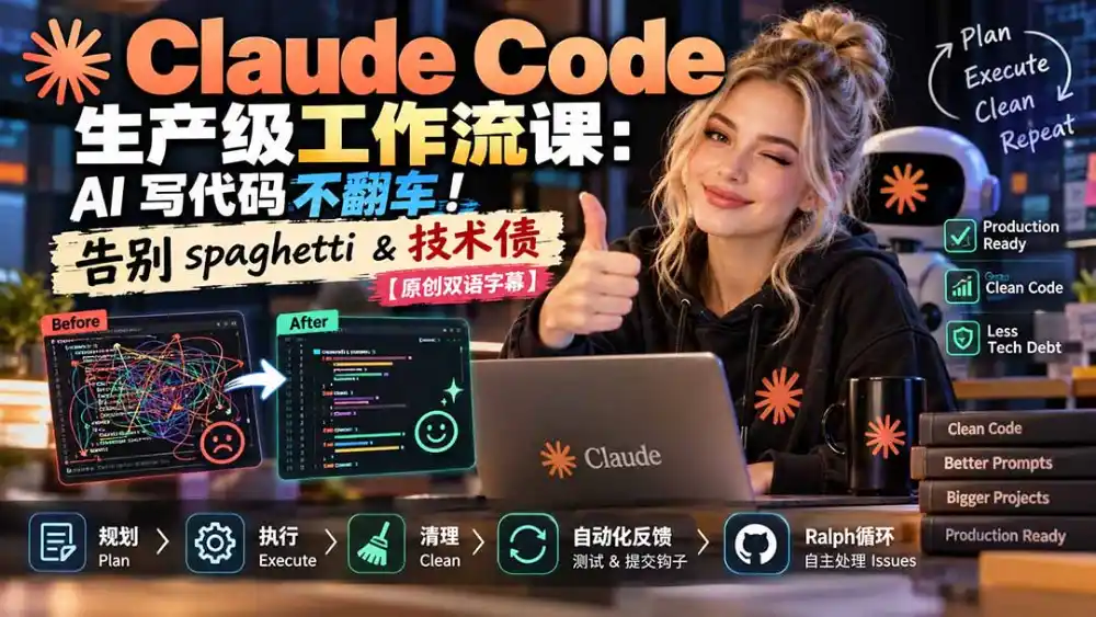 Claude Code 生产级工作流课：AI 写代码不翻车！告别 spaghetti 