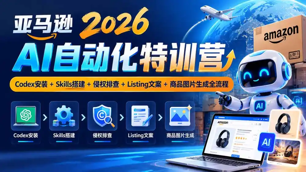 亚马逊2026AI自动化-10月特训营：Codex安装 Skills搭建 侵权排查 Listing文案 商品图片生成全流程