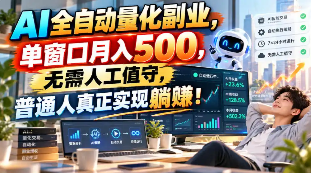 AI全自动量化副业,单窗口月入500,无需人工值守,普通人真正实现躺賺!