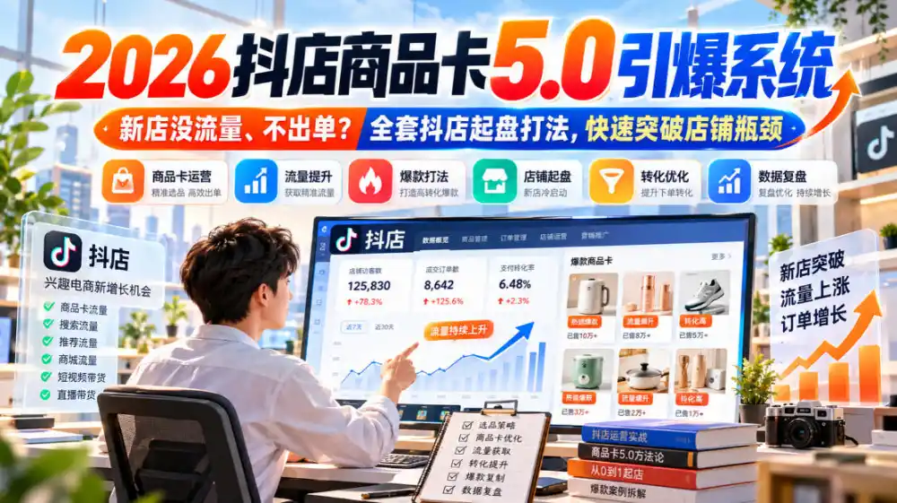 2026抖店商品卡5.0引爆店铺流量，新店没流量、不出单？全套抖店起盘打法，快速突破店铺瓶颈