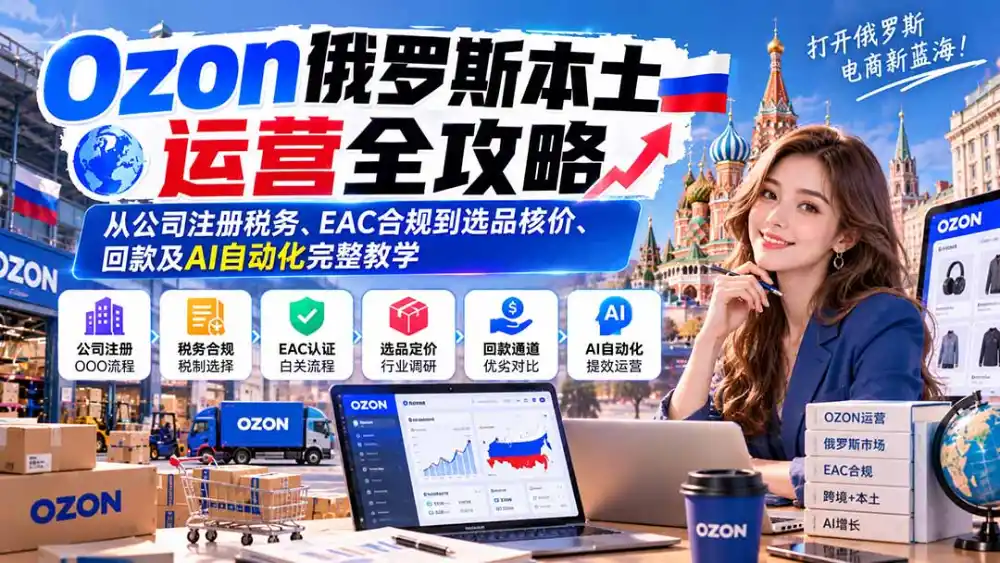 Ozon俄罗斯本土运营全攻略:从公司注册税务、EAC合规到选品核价、回款及AI自动化完整教学