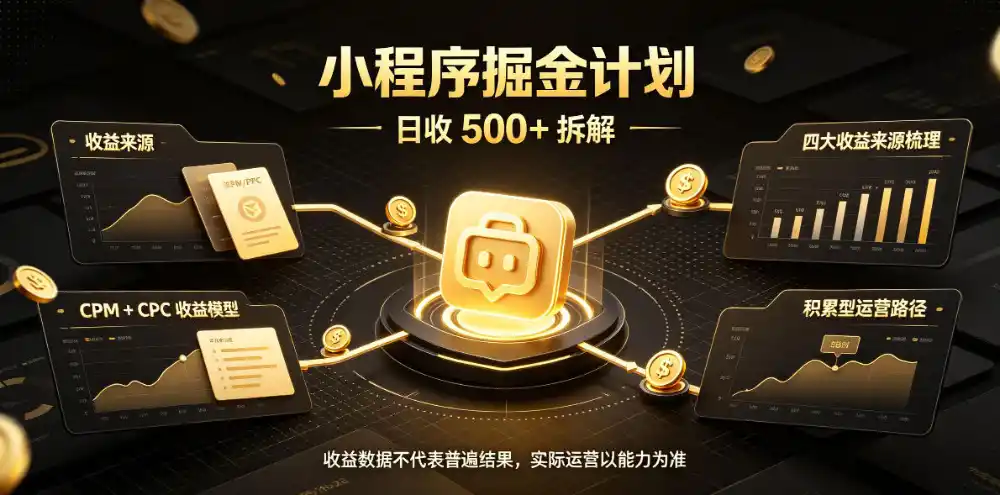 小程序推广计划,日收500 ,腾讯官方打款,客户留存率高,收益长期稳定【揭秘】