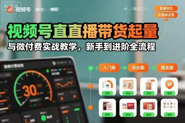 视频号直播带货起量与微付费实战教学,新手到进阶全流程(更新26年10月)
