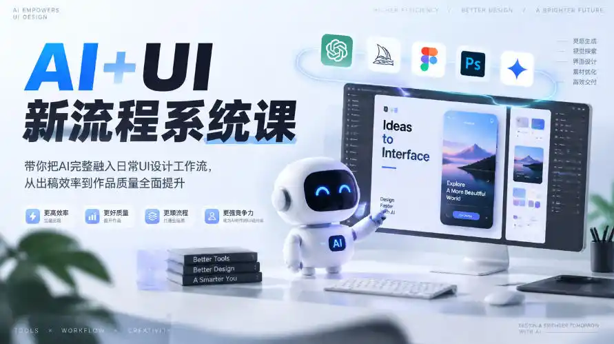 【无水印】AI UI新流程系统课,带你把AI完整融入日常UI设计工作流,从出稿效率到作品质量全面提升(2026第4期)