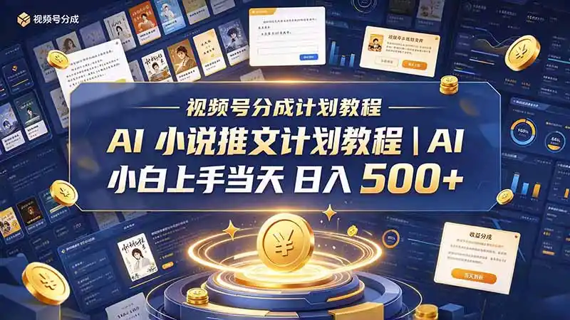 最新视频号分成计划教程｜AI 小说推文，小白上手当天日入 500 