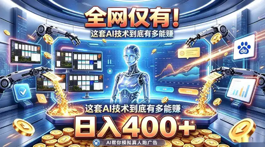 全网仅有！这套AI技术到底有多能賺，日入400 ，无需人工干预，实现真正被动变现【揭秘】