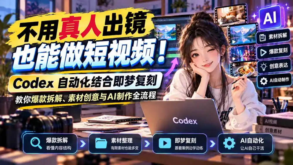 不用真人出镜也能做短视频!Codex自动化结合即梦复刻,教你爆款拆解、素材创意与AI制作全流程