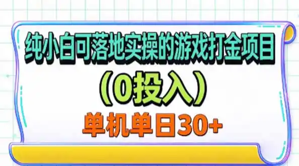 纯小白可落地实操的游戏打金项目(0投入