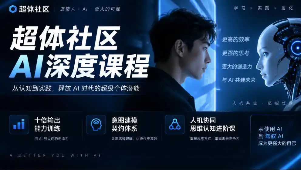 超体社区AI深度课程,十倍输出能力训练,意图建模契约体系,人机协同思维认知进阶课