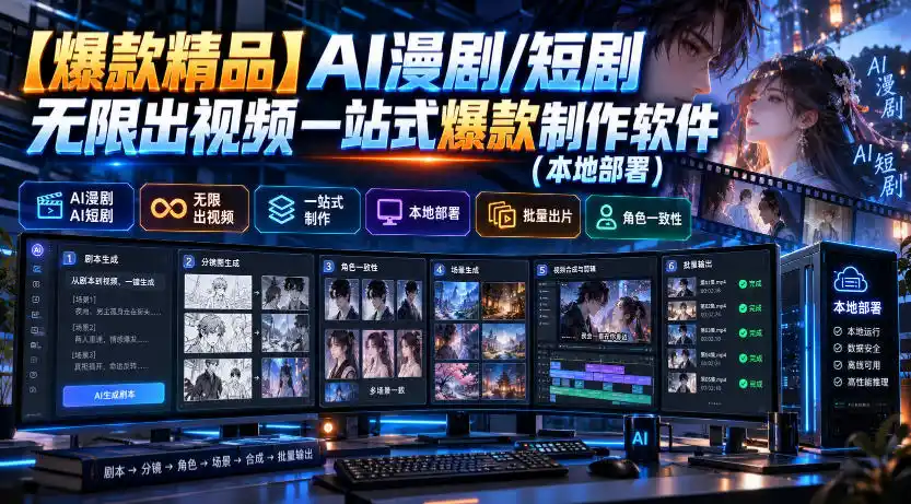 【爆款精品】AI漫剧/短剧无限出视频一站式爆款制作软件(本地部署)