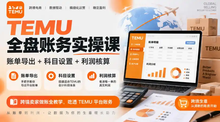 TEMU全盘账务实操课｜账单导出 科目设置 利润核算，跨境卖家做账全教学，吃透TEMU平台账务