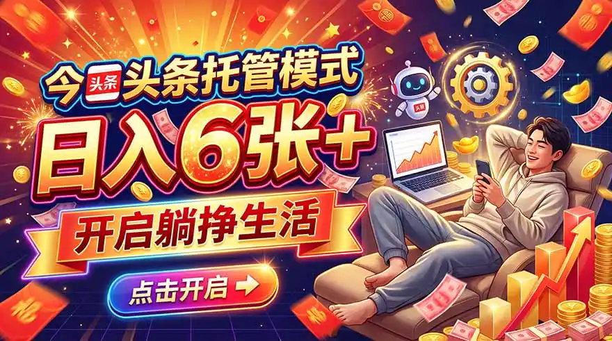 今日头条AI托管模式,每天5分钟,最高月入5000 ,操作超简单,零门槛