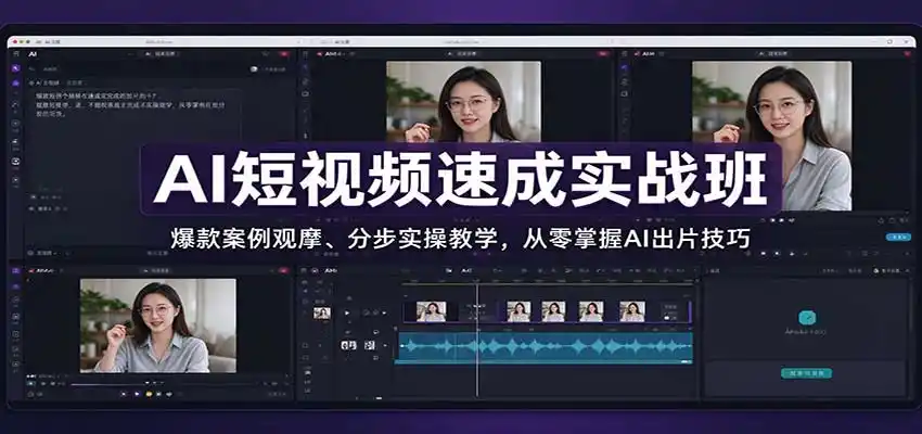 AI短视频速成实战班：爆款案例观摩、分步实操教学，从零掌握AI出片技巧