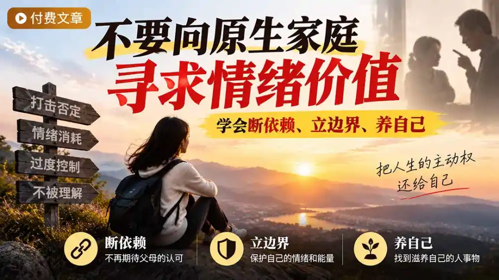 付费文章:不要向原生家庭寻求情绪价值,学会断依赖、立边界、养自己