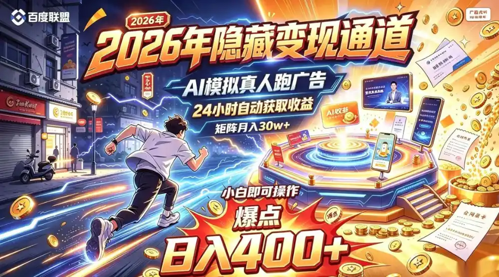 2026年别死磕自媒体,隐藏变现通道,AI模拟真人自动跑广告,小白即可操作,日入400 ,矩阵月入可达到30w 【揭秘】
