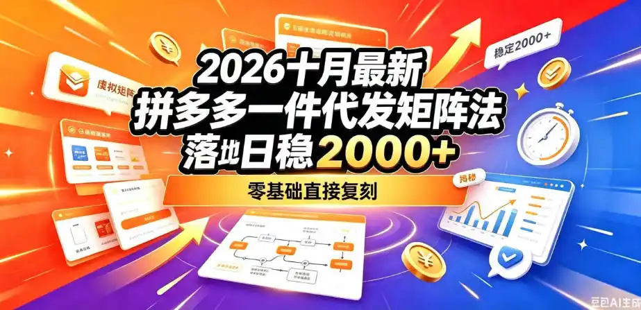 2026十月最新拼多多一件代发矩阵落地玩法,无需囤货压货,日稳入2k ,零基础直接复刻【揭秘】