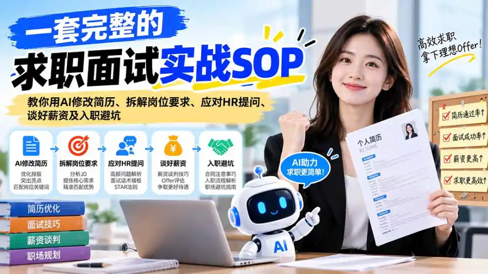 一套完整的求职面试实战SOP:教你用AI修改简历、拆解岗位要求、应对HR提问、谈好薪资及入职避坑