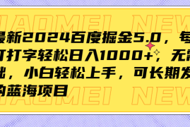 最新2024百度掘金5.0，每天打打字轻松日入1000 ，无需基础，小白轻松上手，可长期发展的蓝海项目