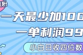 私域兼职粉项目：一天最少加100人，一单利润最少99米 ，新手小白也能每天进账小1k 