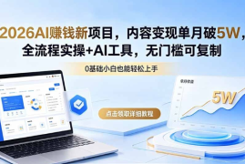 2026AI赚钱新项目，全流程实操+AI工具