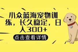 宠物训练项目，适合女生做的小众赛道，长久稳定，日入 300 