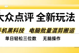 大众点评全网最新玩法，黑科技代替人工，全程无脑搬运，单日三位数以上【揭秘】
