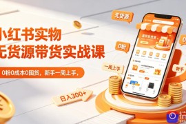 小红书实物无货源带货实战课｜0粉0成本0囤货，新手一周上手，日入300 (更新)
