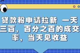 贷款粉申请拉新，一天三张，百分之百的成交率，当天见收益【揭秘】