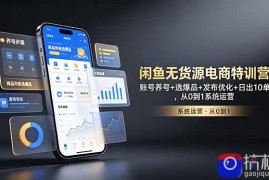 闲鱼无货源电商特训营：账号养号 选爆品 发布优化 日出10单，从0到1系统运营