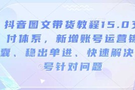 抖音图文带货教程15.0交付体系，新增账号运营锦囊、稳出单进、快速解决账号针对问题