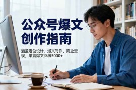（16380期）公众号爆文创作指南，涵盖定位设计 爆文写作 商业变现，单篇爆文涨粉5000 