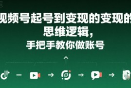 视频号起号到变现的思维逻辑，手把手教你做账号