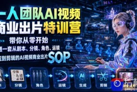 一人团队AI视频商业出片实战课：带你从零开始跑通一套从剧本、分镜、角色、运镜、生成到剪辑的AI视频商业出片SOP