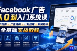 Facebook广告新手从0到入门系统课｜开户指南・广告结构・计划搭建・数据指标全基础实战教程