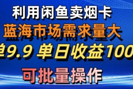 （10579期）利用咸鱼卖烟卡，蓝海市场需求量大，一单9.9单日收益1000 ，可批量操作