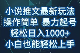 小说推文全新玩法，操作简单，暴力起号，轻松日入1000 ，小白也能轻松上手