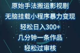 原始手法影视搬运，无脑搬运影视剧，单日收入300 ，操作简单，几分钟生成一条视频，轻松过审核【揭秘】