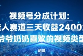 视频号分成计划：老人赛道三天收益2.4K块爷爷奶奶喜欢的视频类型