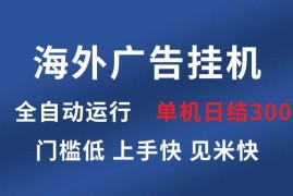 （13692期）海外广告挂机 全自动运行 单机单日300  日结项目 稳定运行 欢迎观看课程