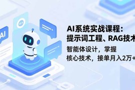 AI系统实战课程，提示词工程、RAG技术、智能体设计，掌握核心技术，接单月入2万 