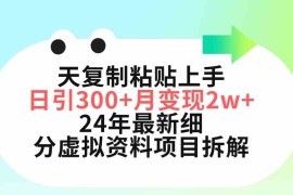 （9764期）三天复制粘贴上手日引300 月变现5位数 小红书24年最新细分虚拟资料项目拆解