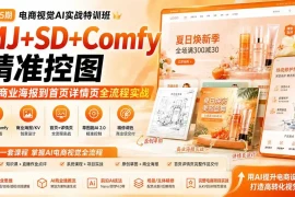 电商视觉 AI实战训练营第55期：MJ SD Comfy精准控图，从商业海报到首页详情页全流程实战