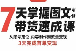 （15731期）7天掌握图文带货速成课：从账号定位,内容制作到流量变现,3天完成首单变现